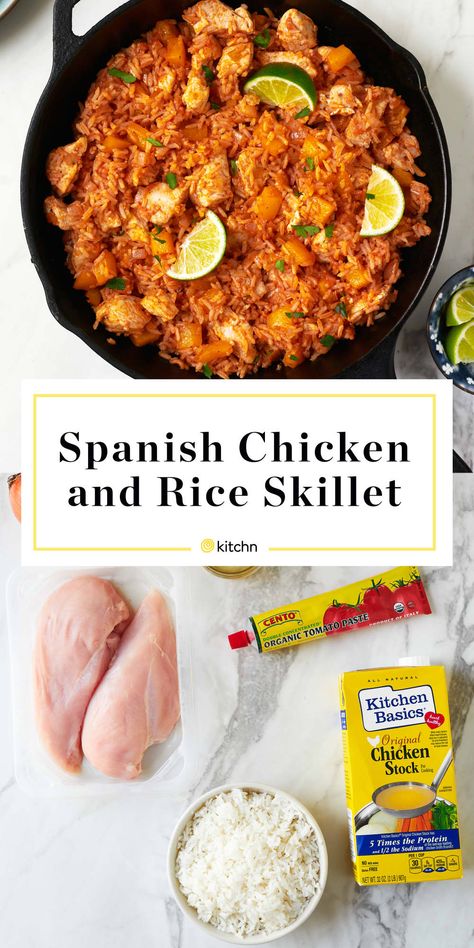 Chicken And Rice Recipes Spanish, Chicken And Rice Spanish Style, Spanish Style Chicken And Rice, Chicken And Spanish Rice Recipes, Leftover Chicken And Rice Recipes, Spanish Rice Chicken, Spanish Style Chicken, Chicken And Rice Skillet, Spanish Chicken And Rice