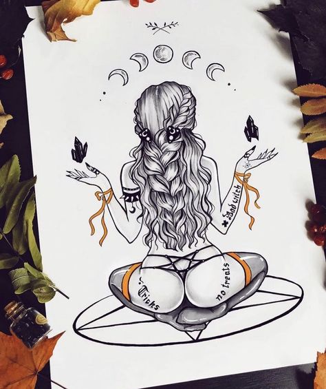 Dnd Concept, Drawing Whimsical, Images Pop Art, Halloween Board, Crystals Black, Drawing Hands, Couple Drawing, Witch Tattoo, Pinup Art