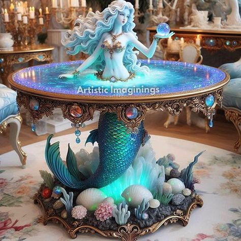 Mermaid Sculptures & Statues, Mermaid Living Room, Mermaid Display, Diy Mermaid Decor, Mermaid Furniture, Caribbean Decor, Mermaid Figures, Mermaid Treasure, Angel Illustration