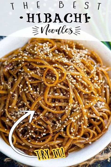 Stirfry Noodle Sauce, Hibachi Noodle Recipe, Yum Yum Noodles Recipe, Hibachi Noodle Recipes, Hibachi Sauce Recipe Stir Fry, Brown Noodles Recipes, Black Stone Noodles, Hibachi Noodles With Ramen, How To Make Hibachi Noodles