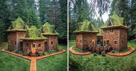 Castle Cabin, 2 Story Tiny House, Fairytale Woods, Timber Handrail, Castle Floor Plan, Sara Underwood, Cottage In The Woods, Hobbit House, Earth Homes