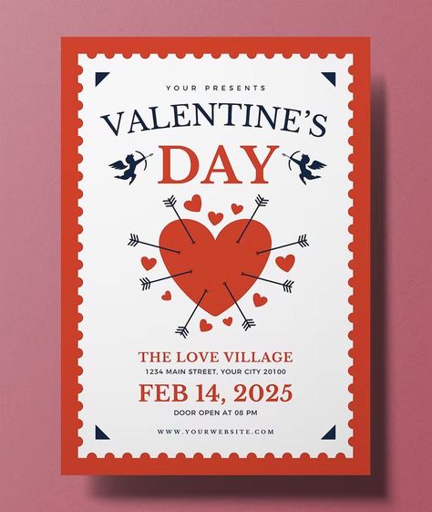 Valentine's Day Flyer Template AI, PSD Valentine Graphic Design Inspiration, Valentine Template Design, Valentines Day Sale Poster, Valentine Day Graphic Design, Valentine’s Day Flyer, Valentines Day Poster Design Graphics, Valentines Day Illustration Design, Valentines Day Graphic Design, Valentines Day Promo