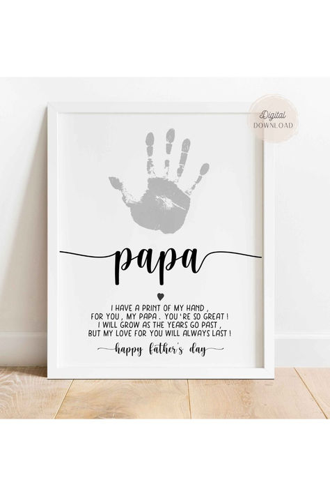 Papa Birthday Crafts From Grandkids, Handprint Art For Grandpa, Fathers Day Crafts For Grandpa, Siblings Photoshoot, Handprint Poem, Footprint Craft, Art Valentines, Footprint Art, Handprint Craft