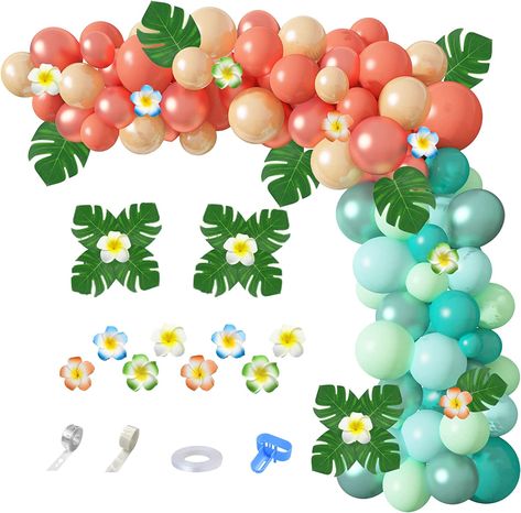 Tropical Balloon Garland, Hawaii Party Decorations, Moana Themed Party, Magic Theme, Luau Party Decorations, Tropical Party Decorations, Hawaiian Party Decorations, Moana Birthday Party, Pastel Balloons