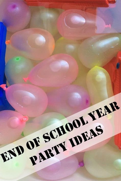 End of School Year Party Ideas with simple DIY decorations and suggestions for fun games and food to serve Year 6 Leavers Activities, Leavers Party Ideas Year 6, Year 6 Leavers Ideas, Year 6 Leavers Party, End Of School Year Party, Class Party Activities, Leavers Party, Party Letters, School Party Games