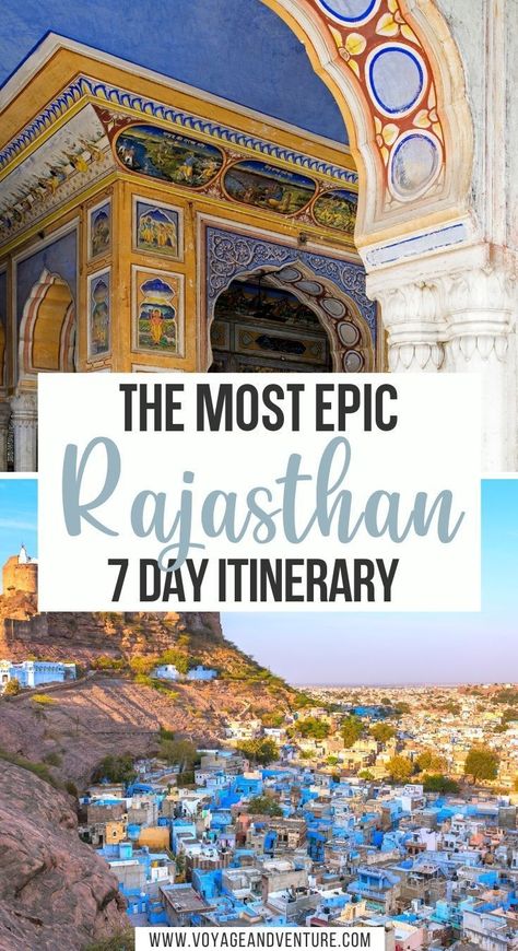 The Most Epic Rajasthan 7 Day itinerary. . Since it is such a large state and has so many spectacular cities to visit, I strongly encourage you to spend a full week in Rajasthan. This guide will highlight all the stops on a 7 day Rajasthan Itinerary. | 1 week in Rajasthan | What to do in Rajasthan | Best things to do in Rajasthan | Rajasthan things to do | India itinerary | 1 week in India | Rajasthan Travel Itinerary, Rajasthan Itinerary, Rajasthan Trip, India Itinerary, Rajasthan Travel, 7 Day Itinerary, Rajasthan Tour, India Travel Places, India Trip