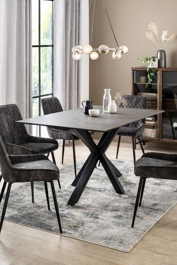 Astoria 6 Seater Dining Table Grey Kitchen Table, Modern Farmhouse Dining Room, Grey Dining Tables, Ceramic Dining Table, 6 Seater Dining Table, Gray And White Kitchen, Modern Farmhouse Dining, Grey Dining Room, Gray Dining Chairs