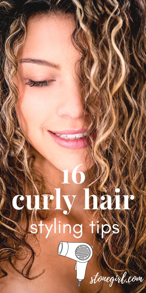 16 easy to for the best curly hair ever! Next Day Curly Hair Hairstyles, Hairdos For Permed Hair, Long Curly Hair Ideas Easy Hairstyles, How To Style The Front Of Curly Hair, How To Style Semi Curly Hair, Curly Hair Dos Easy, Curly Hair How To Style, How To Diffuse Curly Hair Natural Curls, Hair Dos For Curly Hair