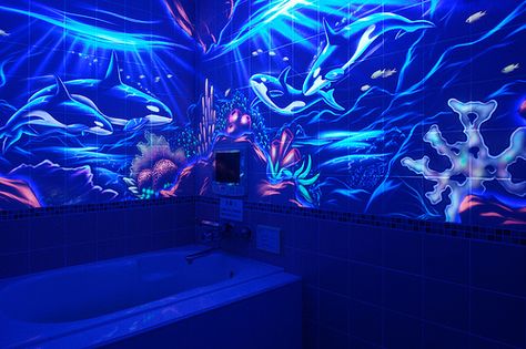 pictures of unique painted rooms | Recent Photos The Commons Getty Collection Galleries World Map App ... Black Lights Bedroom, Blacklight Room, Black Light Room, Paint For Walls, Black Bathroom Light, Dark Blue Paint, Fluorescent Paint, Glow Paint, Hippy Room