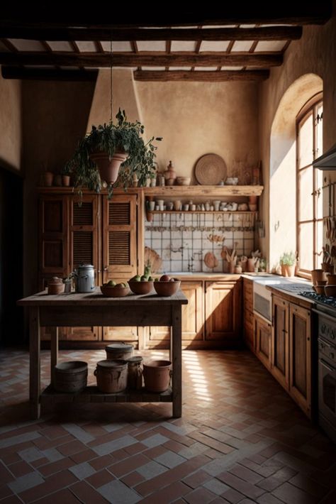 Rustic Countertops, Mountain Cabin Decor, Rustic Kitchens, Old World Kitchens, Modern Sink, Vintage Appliances, Rustic Italian, Kitchen Stand, Italian Home