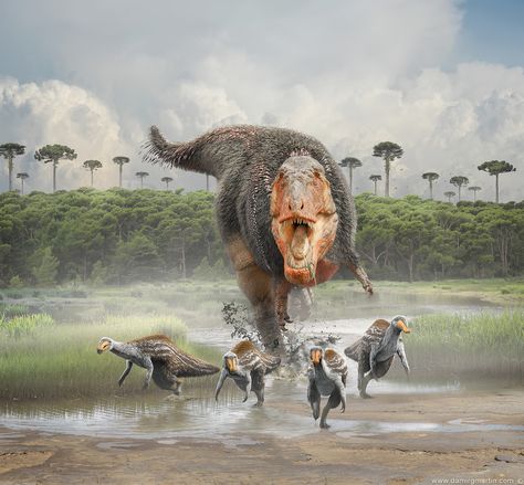 Tarbosaurus, Damir G. Martin on ArtStation at https://www.artstation.com/artwork/W2maY3 Fossil Illustration, Prehistoric Mammals, Feathered Dinosaurs, Prehistoric Wildlife, Dinosaur Illustration, Ancient Animals, Paleo Art, Extinct Animals, The Chase