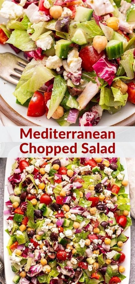 Runner Recipes, Mediterranean Chopped Salad, Family Salad, Recipe Runner, Shredded Brussel Sprout Salad, Chopped Salads, Carb Sides, Med Diet, Mediterranean Meals