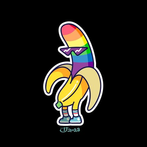 Pride LGBT symbols. Pride month, LGBTQ plus community festival illustration. #lgbtq+ #pride #rainbow #banana #illustration #digitalart #vectorart #redbubbleartist #redbubbleshop #redbubble Pride Drawing Ideas, Pride Month Illustration, Banana Sketch, Pride Illustration, Nail Competition, Banana Illustration, Pie Drawing, Community Festival, Pride Designs