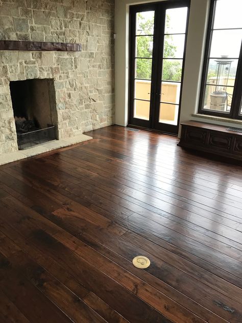 Black Walnut Floors, Wood Flooring Ideas Dark, Moody Flooring, Dark Walnut Floors Living Room, Walnut Floors Living Room, House Flooring Ideas, Hardwood In Kitchen, Dark Walnut Floors, Dark Brown Wood Floors