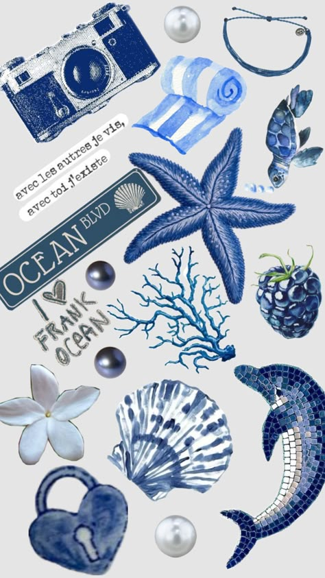 Blue collage Blue Collage, Bond Paper Design, Nature Collage, Cute Summer Wallpapers, Cute Laptop Stickers, Wallpaper Dekstop, Preppy Wallpaper, Beach Wallpaper, Up Book