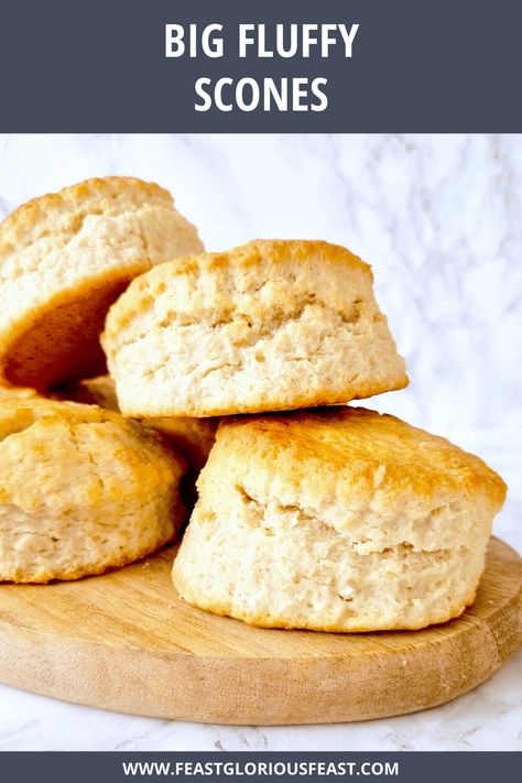 These Big Fluffy Scones aren't just on the larger side or simply not dainty and small, they're truly big! And like all of my scone recipes, they're most certainly fluffy too. #FeastGloriousFeast Fluffy Scones Recipe Easy, Soft Moist Scones Recipe, Light And Fluffy Scones Recipe, Sweet Scones Recipe Easy, Fluffy Scones Recipe, Wholemeal Scones, Sweet Scones Recipe, Fluffy Scones, Feast Recipes