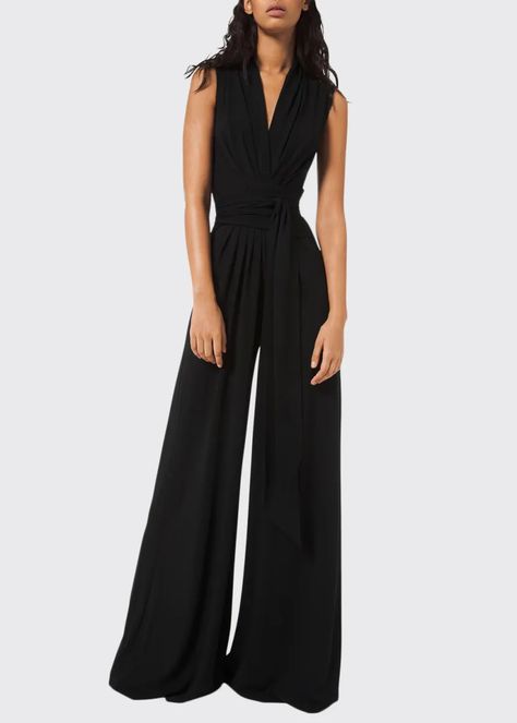 B4ZQD Michael Kors Collection Wrapped Jersey Palazzo Jumpsuit Palazzo Jumpsuit, Stretch Jumpsuit, Silk Romper, Satin Jumpsuit, Wrap Jumpsuit, Designer Jumpsuits, Jumpsuits And Rompers, Michael Kors Collection, Looks Chic