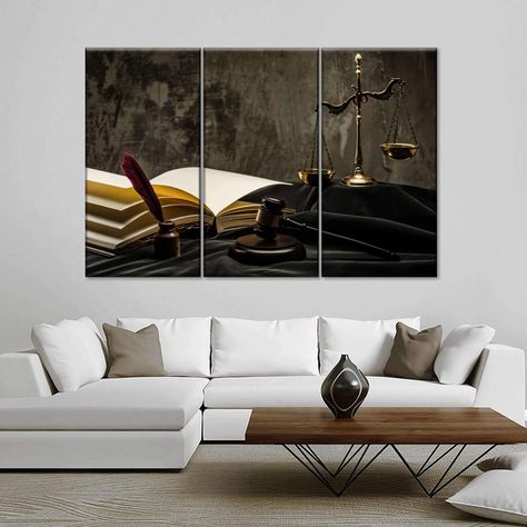 Justice Law Wall Art is an elegant addition to your workspace or law office. This high-quality art print is designed with premium materials to truly complement your existing decor. Modern Lawyer Office Interior Design, Lawyer Book Shelf, Office Decor Lawyer, Lawyer Decor, Attorney Office Decor, Law Office Artwork Wall Art, Indian Seating, Lawyer Office Decor, Law Office Design