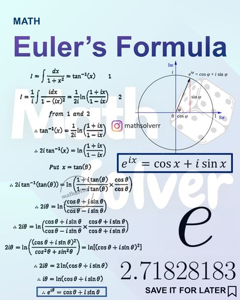 @mathsolverr • Euler's Formula • Threads Algebra Symbols, Euler's Formula, Maths Formula Book, Math Tutoring, Teaching Math Strategies, Learn Physics, Math Textbook, Engineering Notes, High School Math Teacher