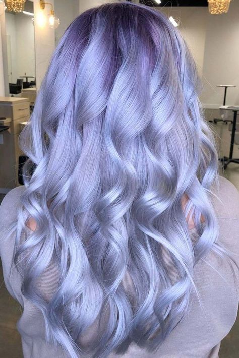 Hair Dye On Brown Hair, Periwinkle Hair Color, Dye On Brown Hair, Periwinkle Hair, Pastel Blue Hair, Hair Color Guide, Colourful Hair, Cute Hair Colors, Lilac Hair