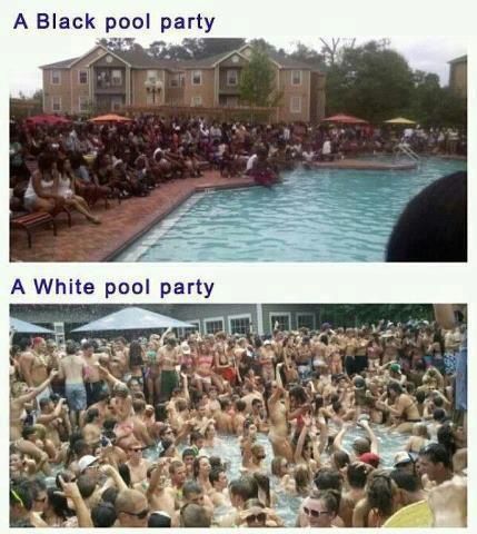 White vs Black pool party Black Pool Party, White Pool Party, True Winter Makeup, Party Meme, Black People Memes, White Pool, Black Pool, Funny Teen Posts, Black And White People