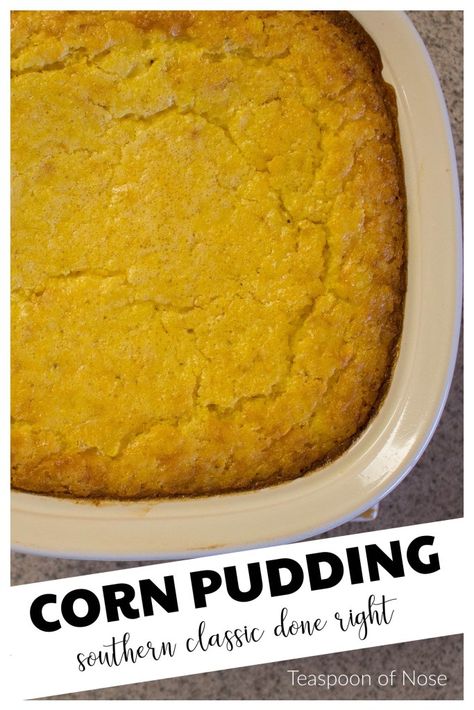 Corn Pudding is perfect for Thanksgiving - an easy side dish that's delicious!!! Hosting Meals, Creamed Corn Casserole, Sweet Corn Casserole, Cream Corn Casserole, Jiffy Cornbread Mix, Old Cookbooks, Honey Cornbread, Corn Casserole Recipe, Jiffy Cornbread