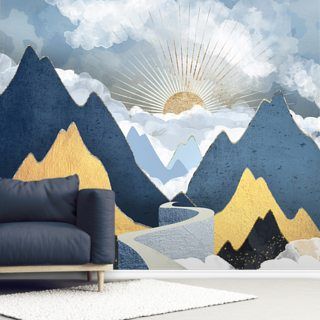 Abstract Wall Mural, Geometric Mountain, Murals Wallpaper, Mountain Wallpaper, Mountain Sunset, Wallpaper Murals, Sunset Wallpaper, Wallpaper Living Room, Accent Wallpaper