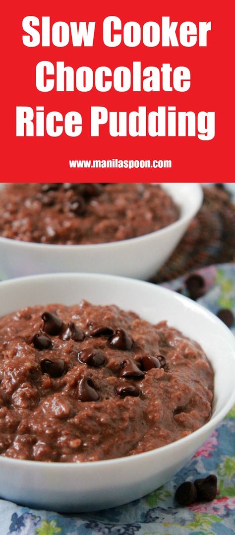 Chocolate Rice Pudding, Crockpot Favorites, Diy Easy Recipes, Rice Recipes For Dinner, Ultimate Breakfast, Keto Friendly Desserts, Popular Desserts, Yummy Dessert, Filipino Food