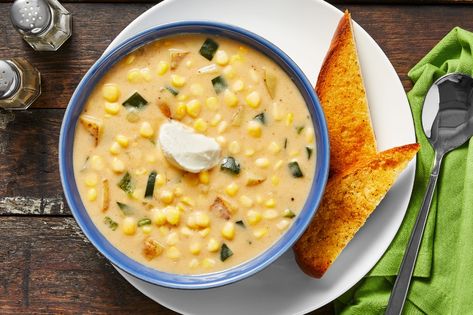 Hello Fresh Corn Chowder Recipe, Corn Poblano Chowder, Poblano Corn Chowder Recipe, Hellofresh Recipe Cards, Poblano Chowder, Poblano Corn Chowder, Hellofresh Meals, Corn Poblano, Poblano Corn