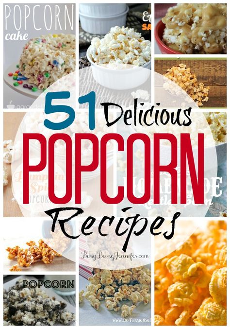 51 Popcorn Recipes - Busy Being Jennifer Diy Gourmet Popcorn, Yummy Popcorn Recipes, Popcorn Seasoning Recipes, Gourmet Popcorn Recipes, Flavored Popcorn Recipes, National Popcorn Day, Popcorn Seasonings, Popcorn Recipes Sweet, Popcorn Day