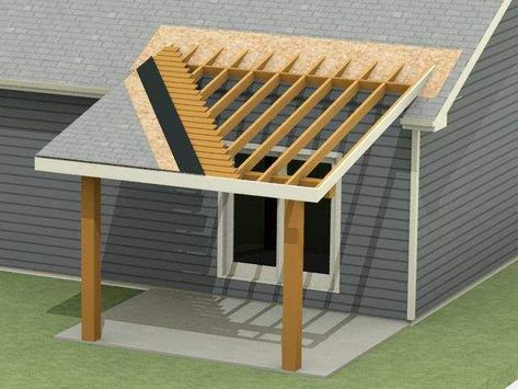 Roof Addition, Patio Addition, Covered Patio Design, Porch Addition, Building A Porch, Roof Extension, Porch Roof, Pergola Attached To House, Pergola Design