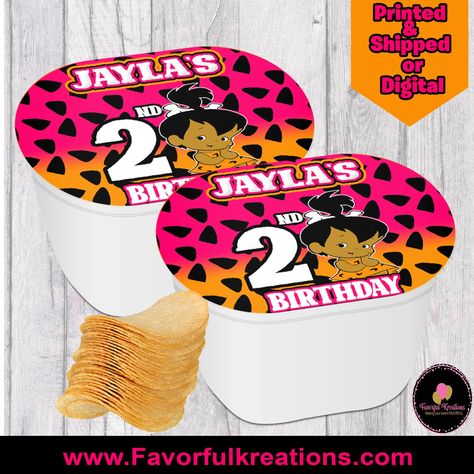 Pebbles And Bam Bam, Pebbles Flintstone, Birthday Party Treats, Dog Birthday Party, Spiderman Birthday, Chip Bags, Twin Birthday, Dog Birthday, 1st Birthday Girls