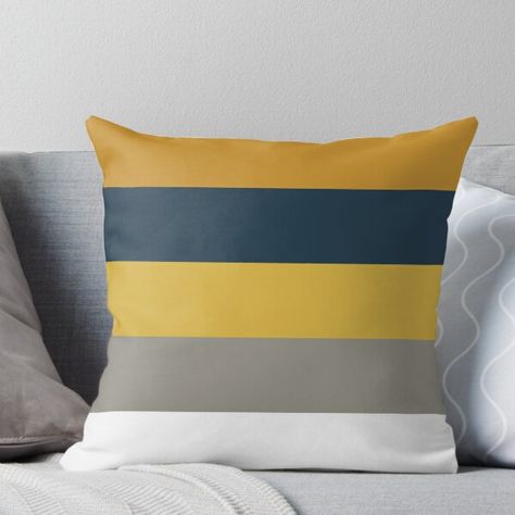 Yellow Gray Bedroom, Navy Furniture, Dark Mustard Yellow, Navy Blue Throw Pillows, Navy Blue Pillows, Minimalist Color, Favorite Paint Colors, Yellow Decor, Grey Color Palette