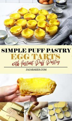 Puff Pastry Egg Tart, Sweet Puff Pastry Recipes, Chinese Egg Tart, Egg Tart Recipe, Portuguese Egg Tart, Pepperidge Farm Puff Pastry, 3 Ingredient Desserts, Puff Pastry Desserts, Easy Puff Pastry