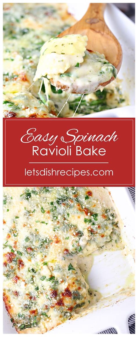 Easy Spinach Ravioli Bake Ravioli Casserole Recipes, Ravioli Bake Recipe, Ravioli Dinner Ideas, Cheese Ravioli Recipe, Spinach And Cheese Ravioli, Baked Ravioli Casserole, Pesto Ravioli, Baked Ravioli Recipe, Ravioli Recipes