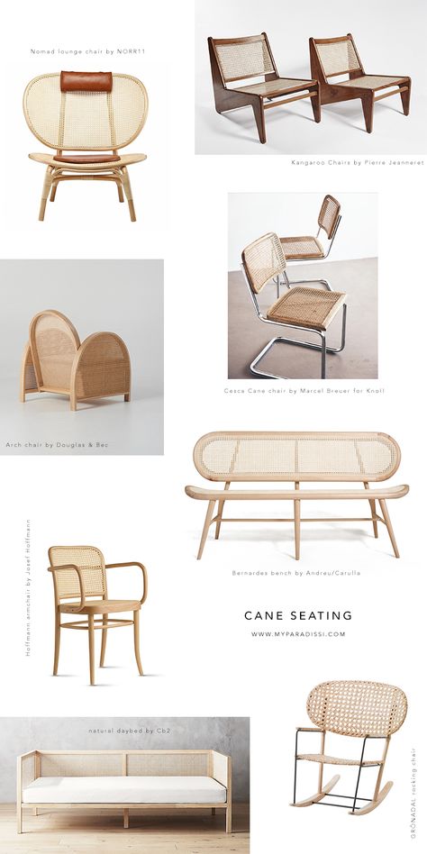 Cane seating, chairs with rattan cane, rattan armchairs, rattan cane bench, cane sofa Sofa Pouf, Cane Sofa, Kursi Bar, Chairs And Tables, Rattan Armchair, Furniture Placement, Furniture Layout, Ikea Furniture, Rattan Furniture