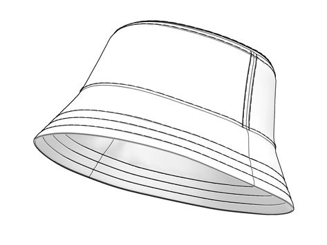 Vizualization is created using Clo3D. Bucket Hat Technical Drawing, Bucket Hat Drawing, Accessories Design Sketch, Flower Coloring Sheets, Bucket Hat Fashion, Fashion Cap, Dragon Wings, Flats Patterns, Concept Art Drawing