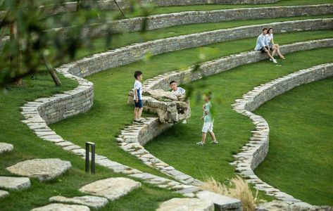 Amphitheater Landscape, Outdoor Amphitheater, Landscape Engineer, Guiyang, Growing Grass, Landscape Construction, Urban Park, Forest School, Lake Water