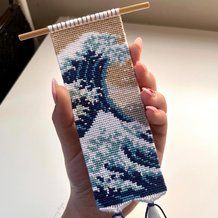 Loom Beading Patterns, Water Scenery, Beading Loom, Friendship Bracelet Patterns Easy, Japan Painting, Waves Ocean, Pola Kristik, Sea Spray, Diy Bracelets Patterns