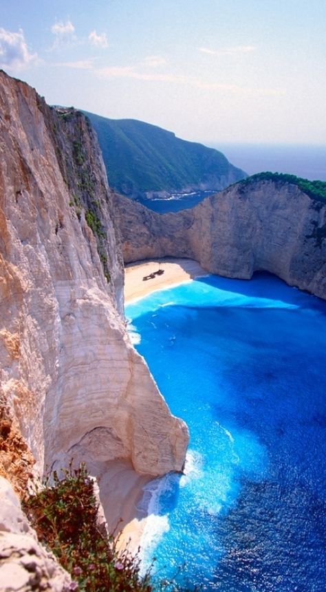 Beautiful Blue Sea, Zakinthos Beach, on the island of Corfu Greece..beach can only be accessed by boat.. Navagio Beach, Land Scapes, Sea Scapes, Zakynthos Greece, Breathtaking Nature, Greek Isles, Famous Beaches, Haunted Places, Natural Landscape