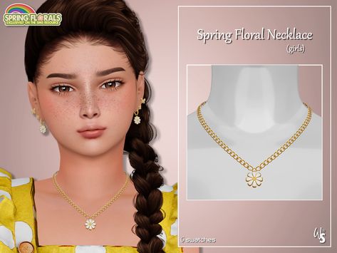 The Sims Resource - Sims 4 - Necklaces - WisteriaSims - Spring Floral Necklace for children Sims Medieval, Sims 4 Children, Sims 4 Teen, Sims4 Clothes, Sims 4 Cc Furniture, Sims 4 Mods Clothes, Sims 4 Game, Kids Necklace, Sims 4 Cc Finds