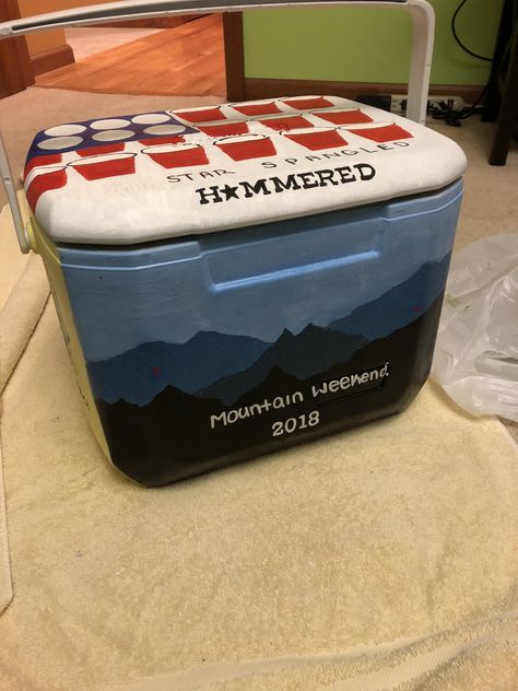 Mountain Weekend Cooler Fraternity, Frat Coolers Mountain Weekend, Frat Mountain Weekend Cooler, Frat Beach Weekend Cooler, Frat Cooler Mountain Weekend, Hand Painted Coolers, Mountain Weekend Cooler, Painted Fraternity Coolers, Mean Girls Costume