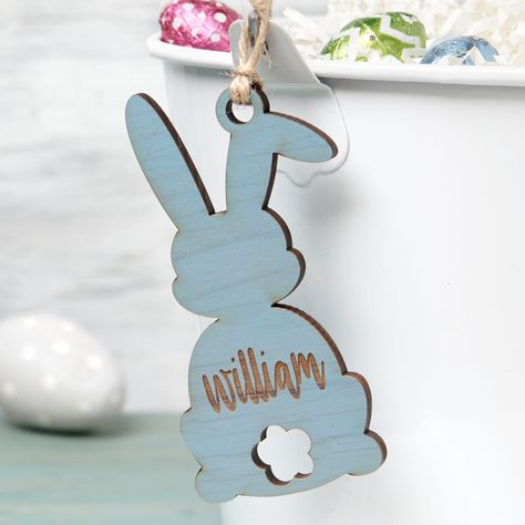 Wood Easter Basket, Easter Bunny Name, Wooden Easter Basket, Bunny Shape, Baby Easter Basket, Glowforge Projects, Personalization Mall, Easter Gift Tag, Basket Tag