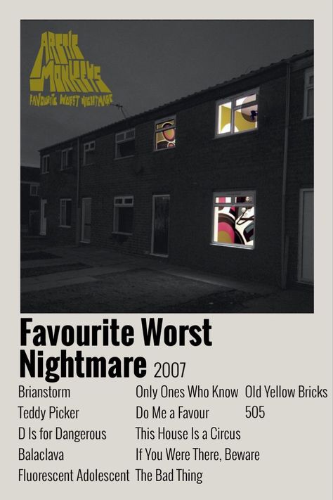 Favourite Worst Nightmare, Alt Posters, Minimalist Music, Polaroid Wall, Music Poster Ideas, Vintage Music Posters, Film Posters Minimalist, Music Collage, Music Poster Design