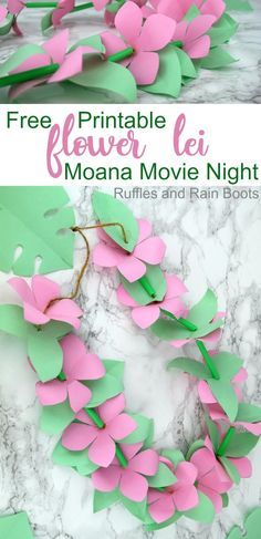 Moana Movie Night - How To Make A Paper Lei, Paper Flower Lei Diy, Moana Arts And Crafts For Kids, Moana Crafts For Toddlers, Moana Cricut Projects, Moana Craft Ideas, Moana Crafts Preschool, Paper Leis Diy, Moana Diy Decorations