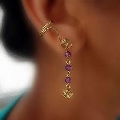 Ear Cuff Tutorial, Ear Cuff Diy, Cuff Tutorial, Wire Ear Cuffs, Ear Wraps, Earring Cuff, Wire Jewelery, Cuff Earring, Jewelry Ear