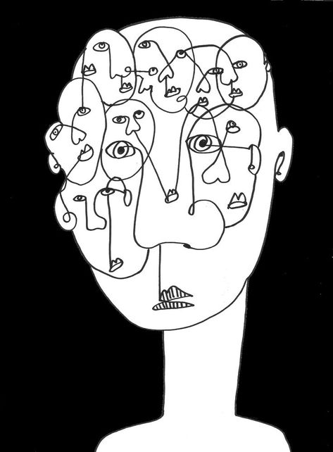 Faces Drawing Abstract, Face Pen Drawing, Line Illustration People, Confusion Illustration, Confusion Drawing, Illustration Face Drawing, Confused Drawing, People Line Drawing, Face Drawing Abstract