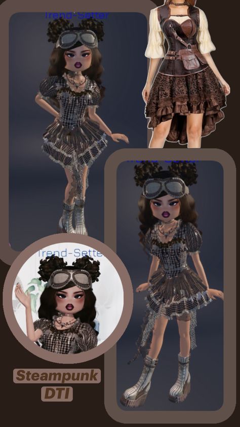 #dresstoimpress Steampunk Dti Outfit, Steampunk Dress To Impress, Dti Theme, Steampunk Dress, Dti Ideas, Set Active, Dti Fits, Dti Outfits, Cool Avatars