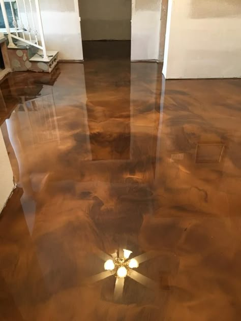 Incredible metallic epoxy flooring in the Lafayette LA area . . . Contact us for a quote! Dark Brown Epoxy Floor, Copper Epoxy Floor, Epoxy Floor Basement, Epoxy Floor Paint, Concrete Floor, Epoxy Resin Flooring, 3d Flooring, Lafayette La, Metallic Epoxy Floor