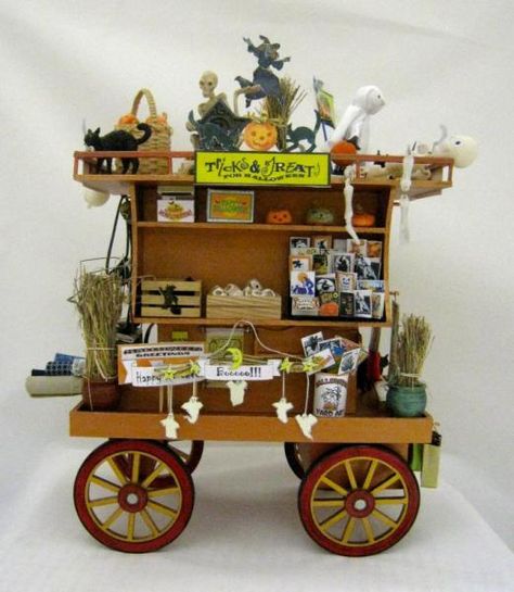 Miniature Wagon, Magic Island, Halloween Miniatures, Flower Cart, Dollhouse Miniatures Diy, Melbourne Victoria, Miniature Diy, Victoria Australia, Dollhouse Miniatures